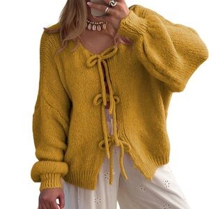 Tie-Front Oversized Knit Cardigan
